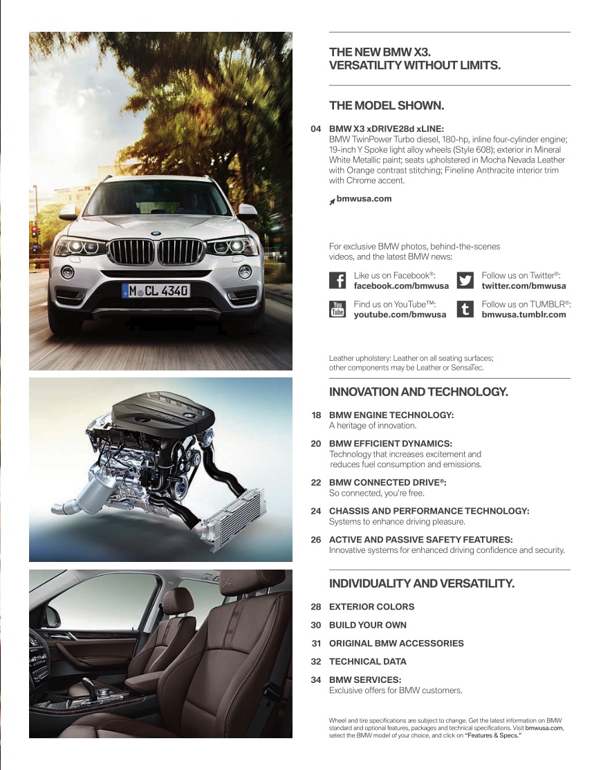 2015 BMW X3 Brochure Page 1